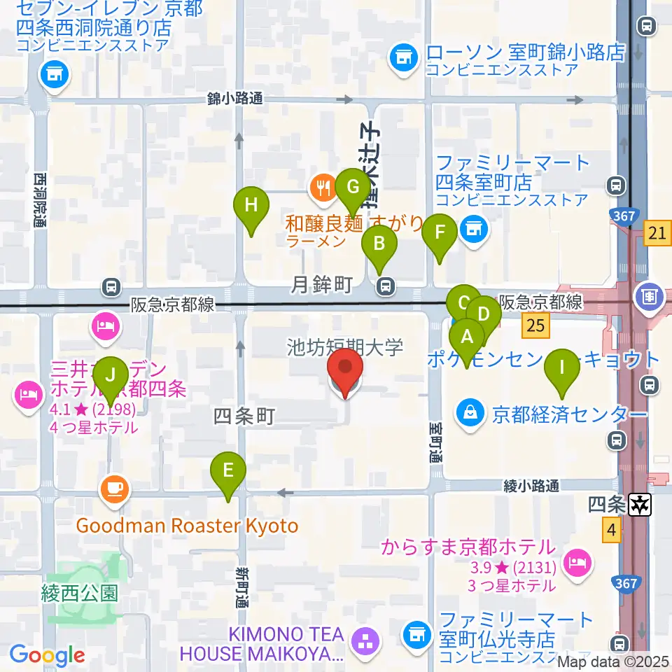 洗心館こころホール周辺のカフェ一覧地図