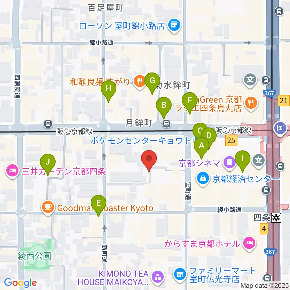 洗心館こころホール周辺のカフェ一覧地図
