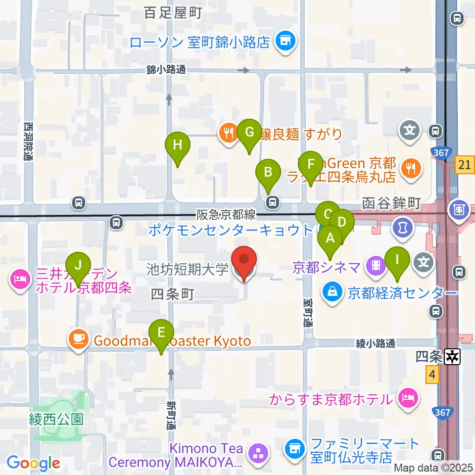 洗心館こころホール周辺のカフェ一覧地図
