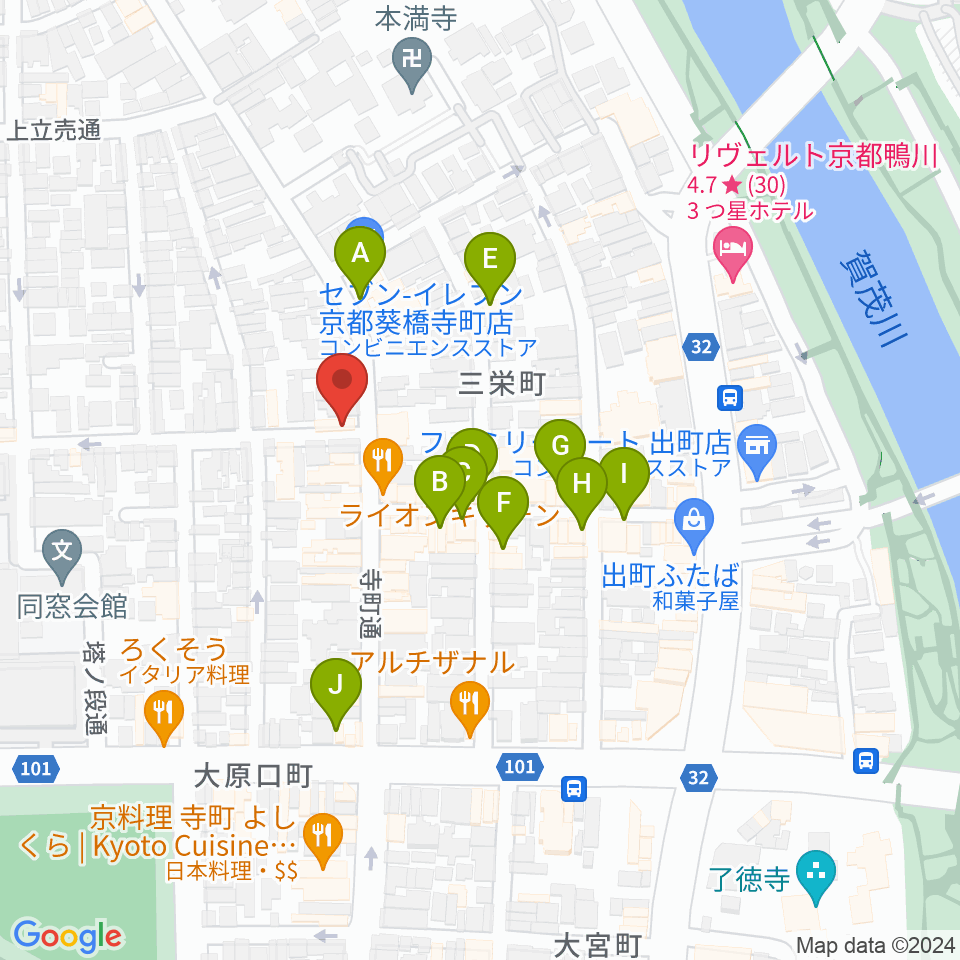 イチイヒロキ Violin Shop周辺のカフェ一覧地図