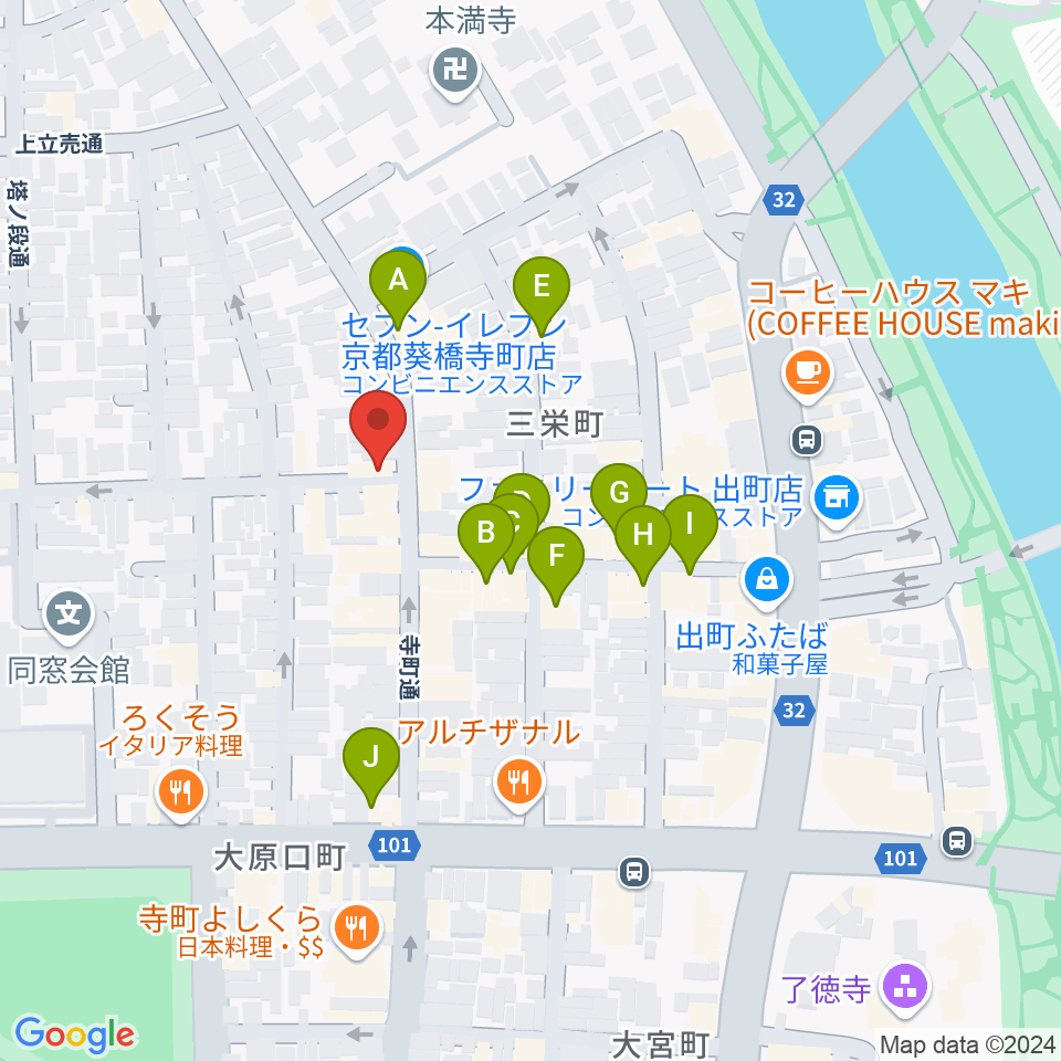 イチイヒロキ Violin Shop周辺のカフェ一覧地図