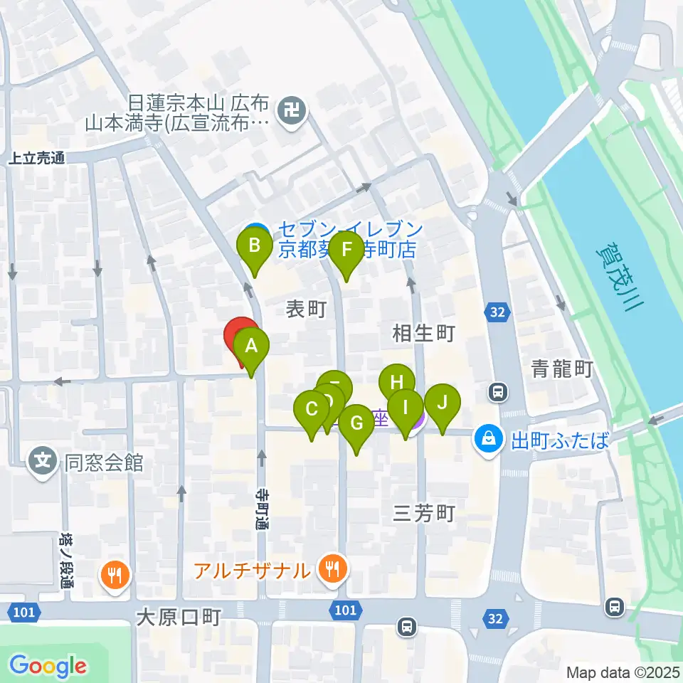 イチイヒロキ Violin Shop周辺のカフェ一覧地図