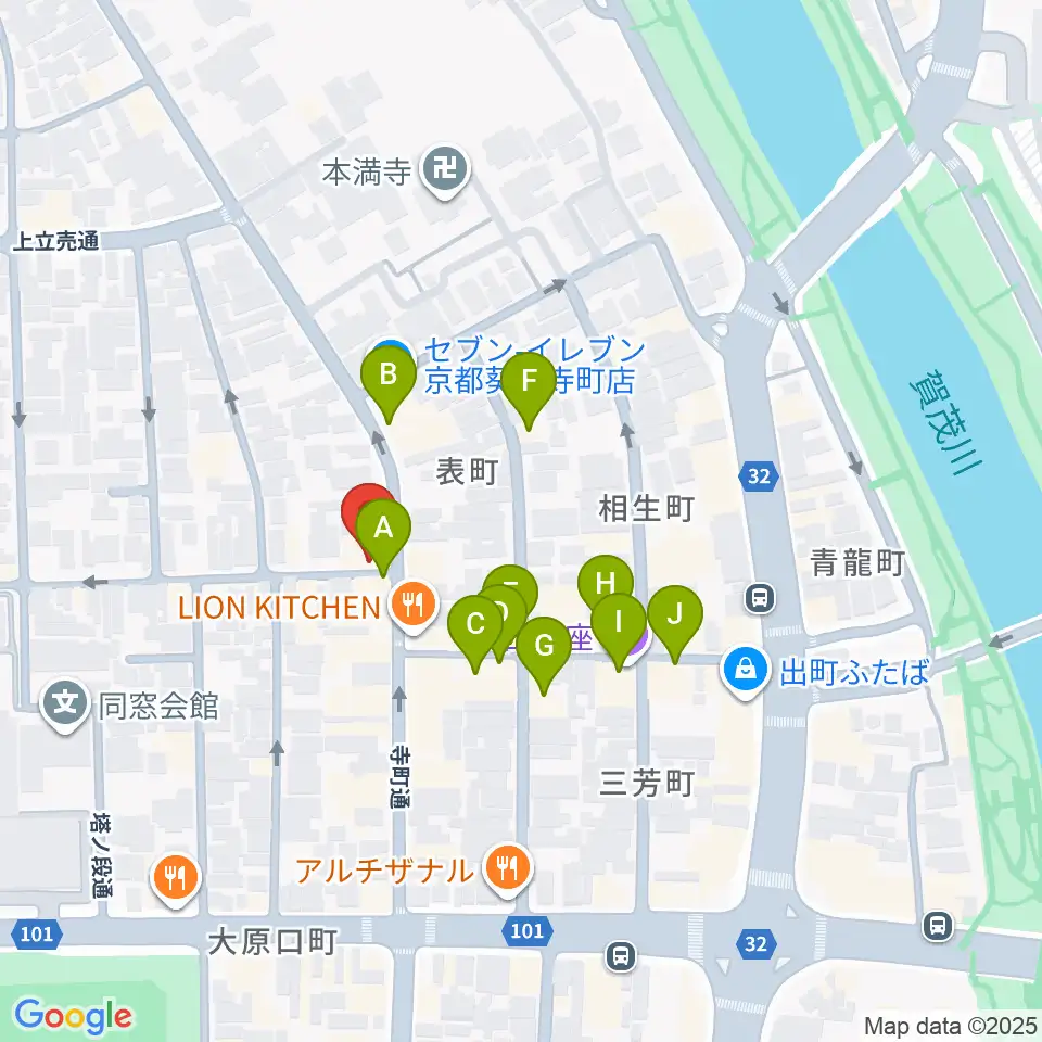 イチイヒロキ Violin Shop周辺のカフェ一覧地図