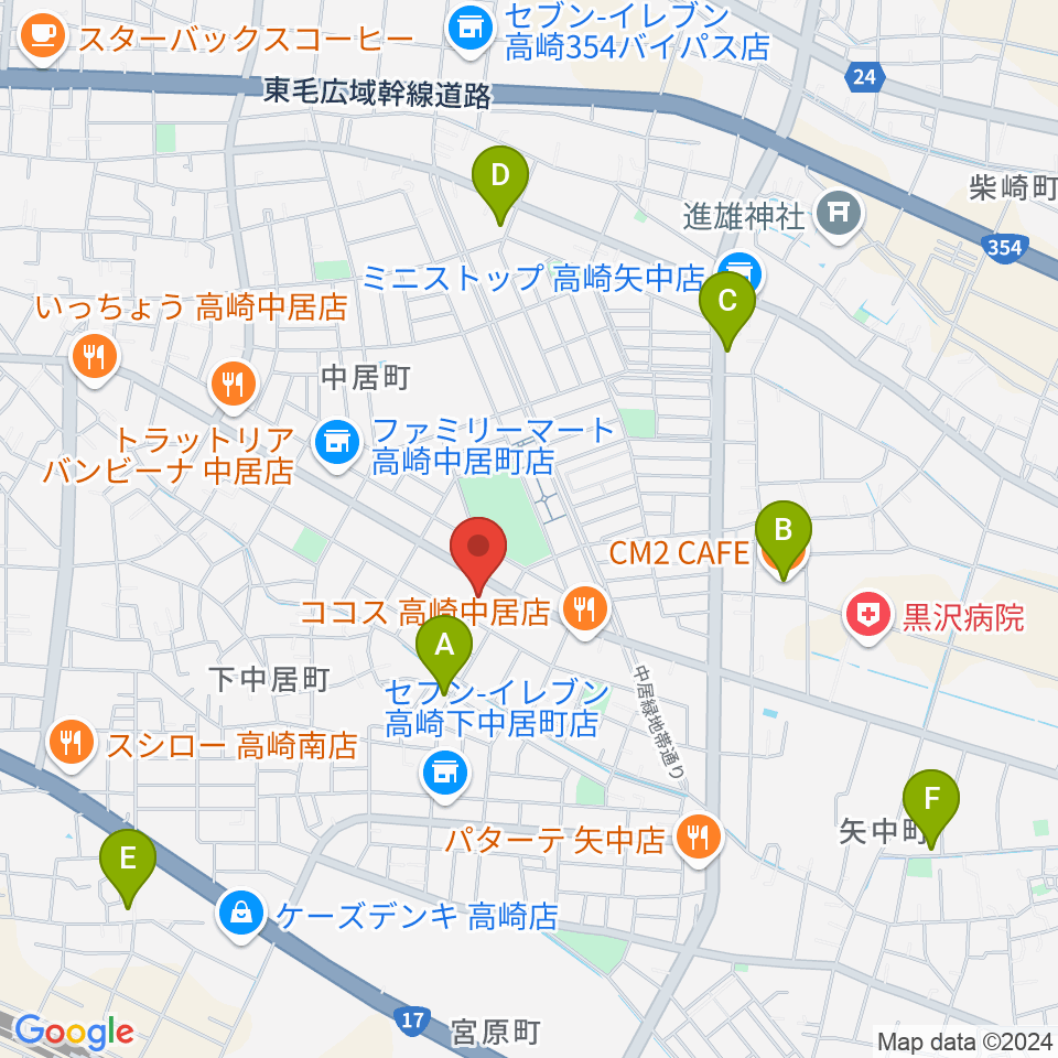 なかい総合センター ヤマハミュージック周辺のカフェ一覧地図