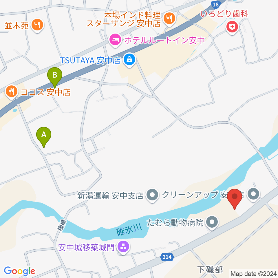 あんなか総合センター ヤマハミュージック周辺のカフェ一覧地図