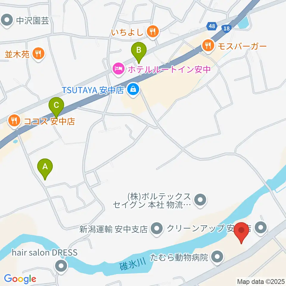 あんなか総合センター ヤマハミュージック周辺のカフェ一覧地図