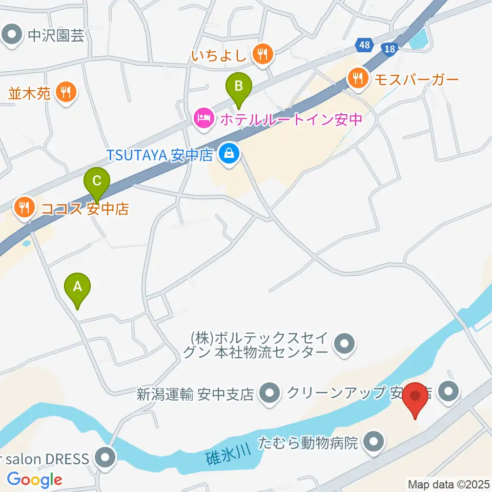 あんなか総合センター ヤマハミュージック周辺のカフェ一覧地図