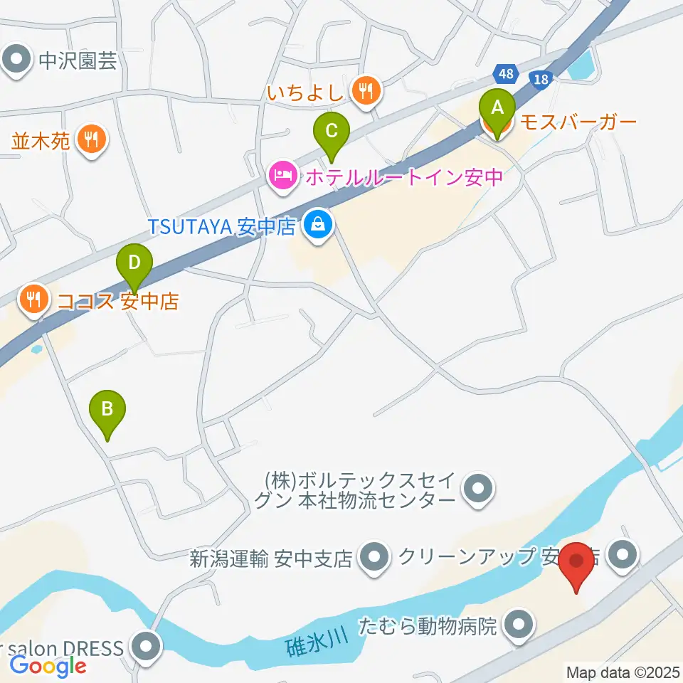 あんなか総合センター ヤマハミュージック周辺のカフェ一覧地図
