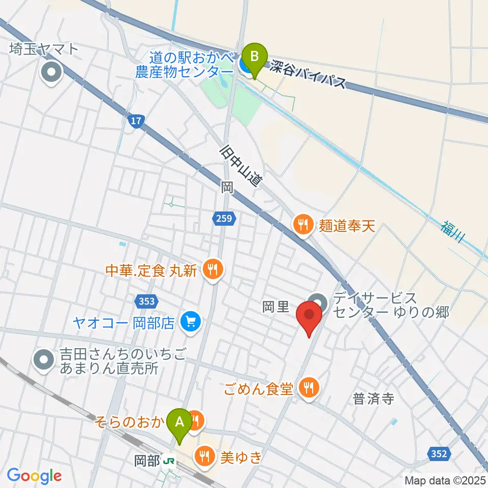 深谷みらい総合センター ヤマハミュージック周辺のカフェ一覧地図