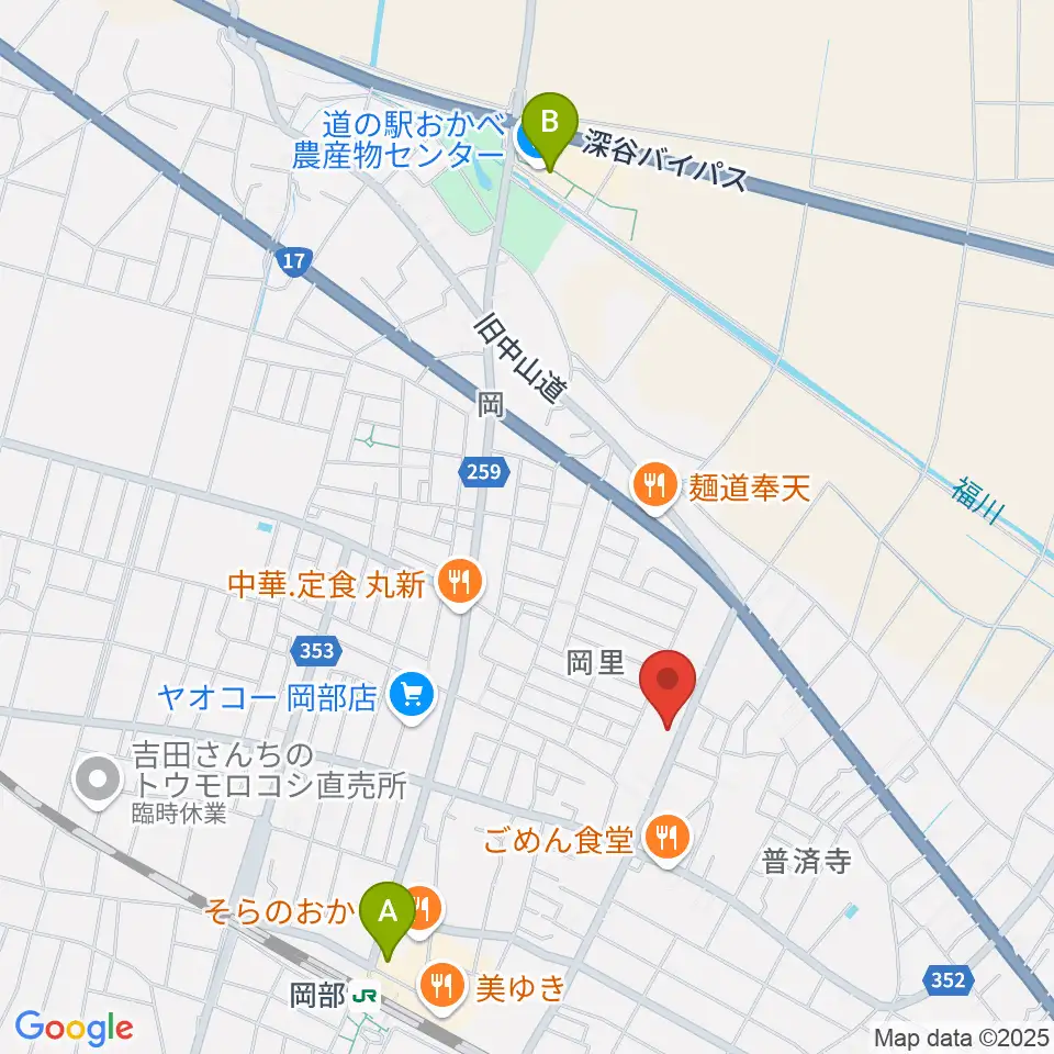 深谷みらい総合センター ヤマハミュージック周辺のカフェ一覧地図