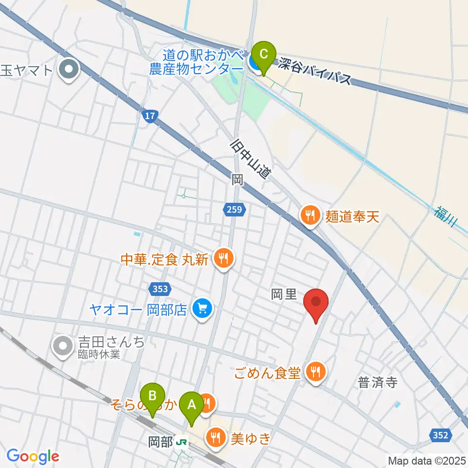 深谷みらい総合センター ヤマハミュージック周辺のカフェ一覧地図