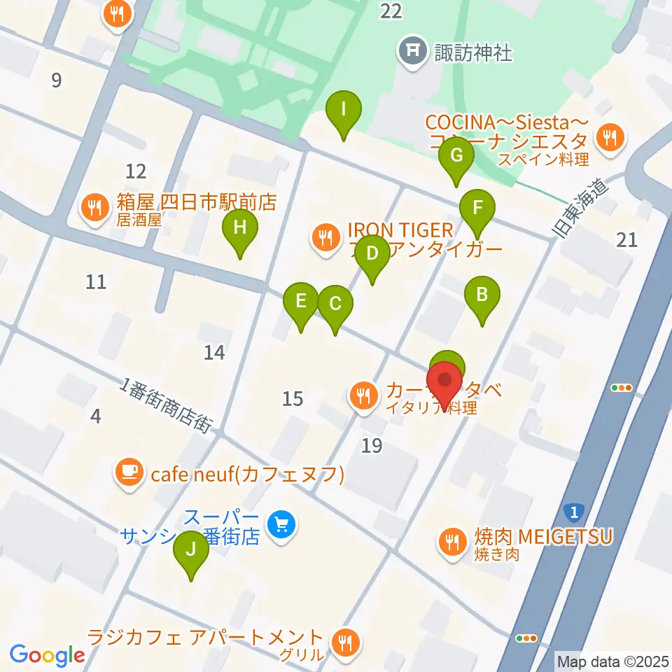 コスモ楽器周辺のカフェ一覧地図