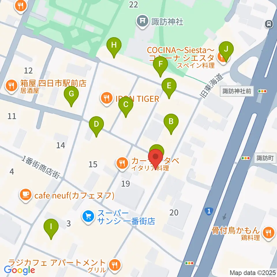 コスモ楽器周辺のカフェ一覧地図