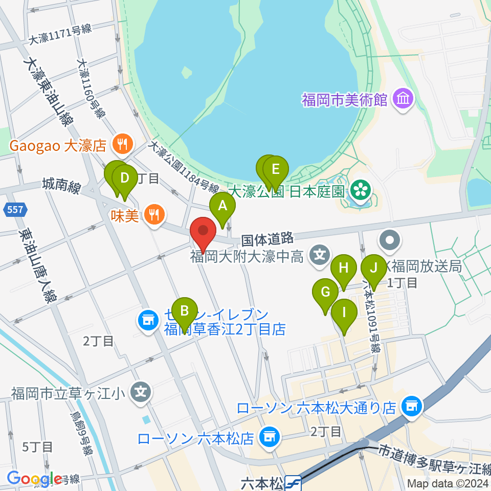 アルト・クレフ大濠周辺のカフェ一覧地図