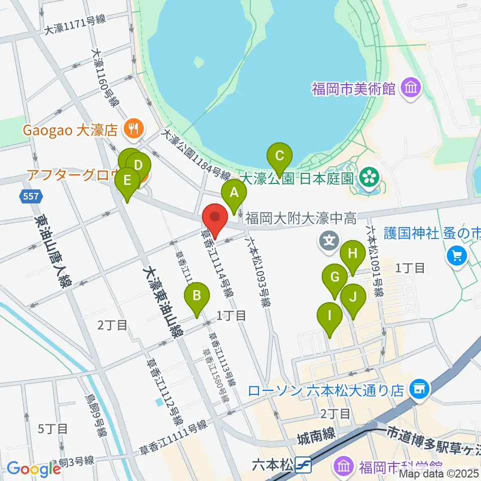 アルト・クレフ大濠周辺のカフェ一覧地図
