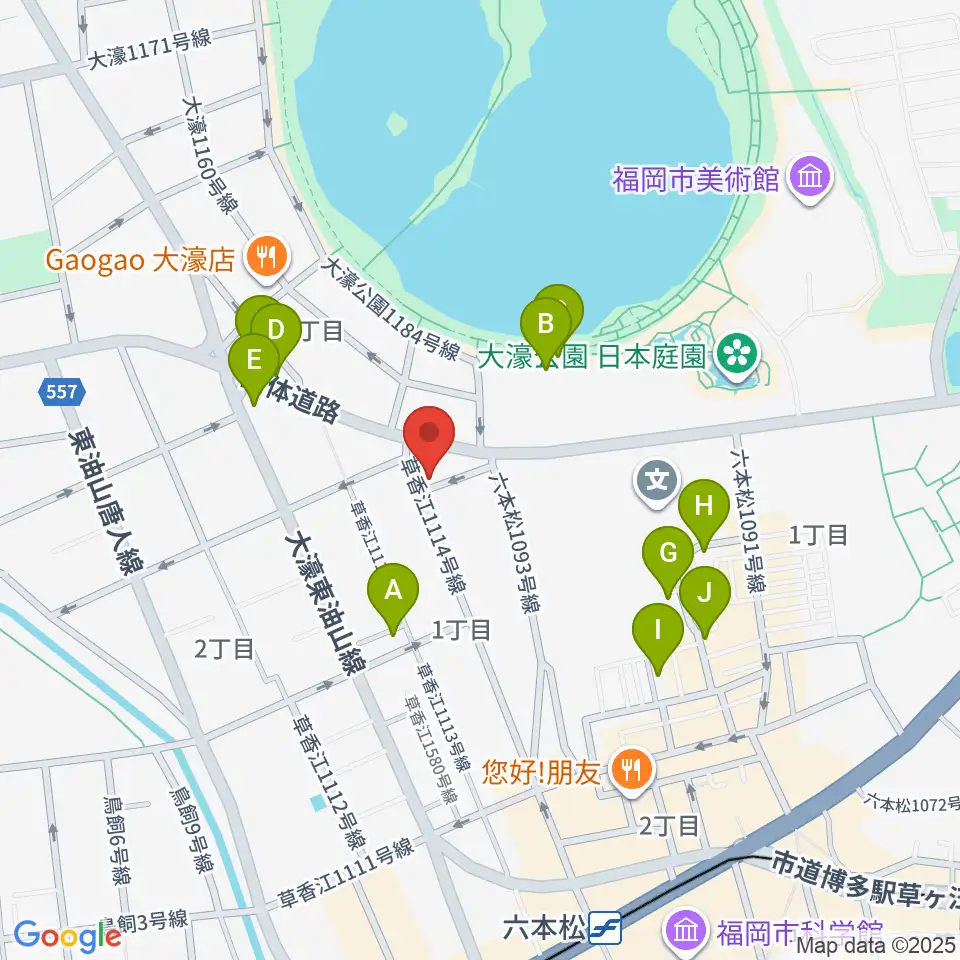 アルト・クレフ大濠周辺のカフェ一覧地図