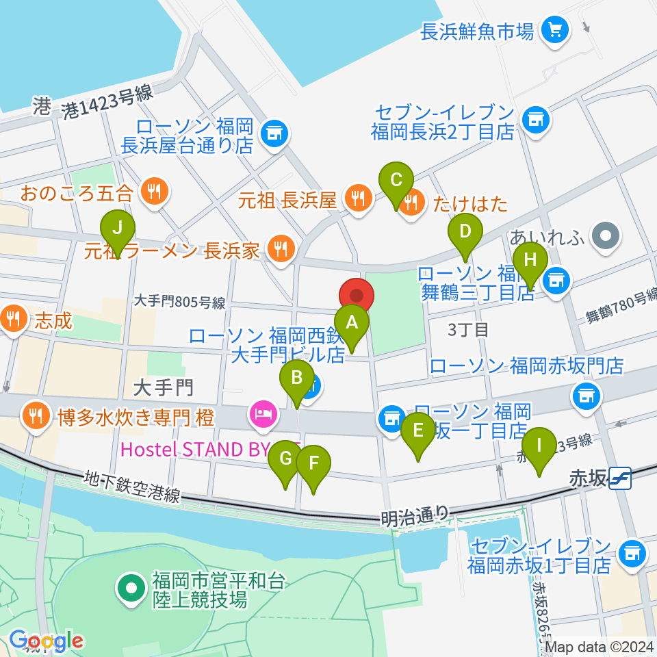 音楽塾ヴォイス福岡本校周辺のカフェ一覧地図