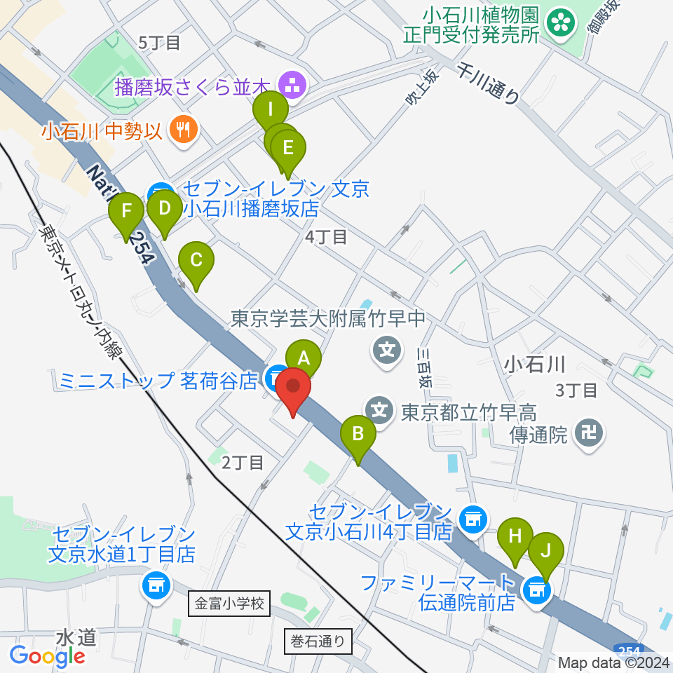 西部ピアノ東京周辺のカフェ一覧地図