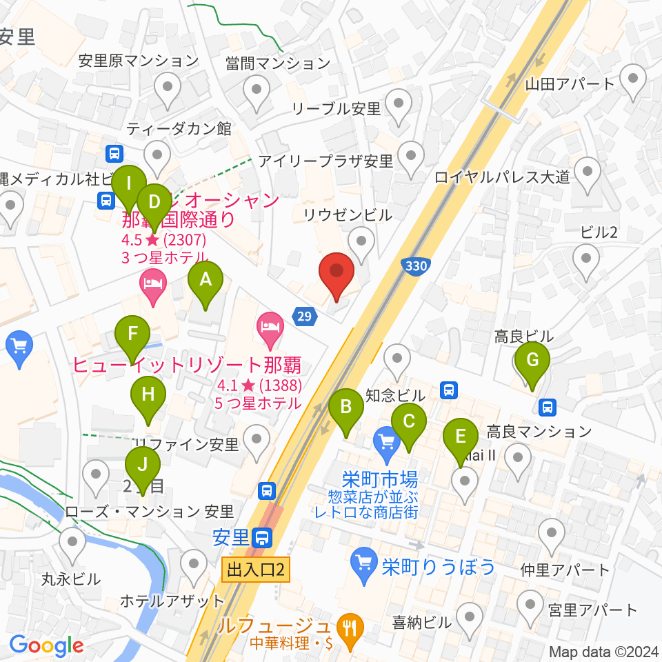 西部ピアノ 沖縄工房周辺のカフェ一覧地図