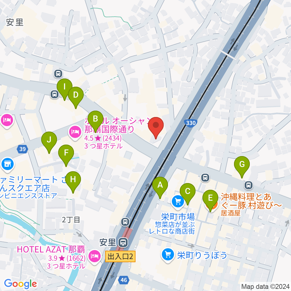 西部ピアノ 沖縄工房周辺のカフェ一覧地図