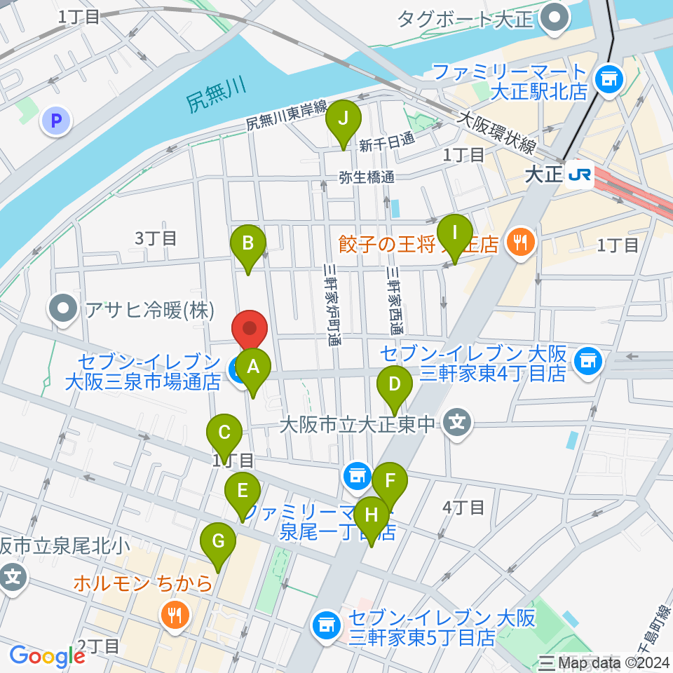 西部ピアノ音楽教室周辺のカフェ一覧地図