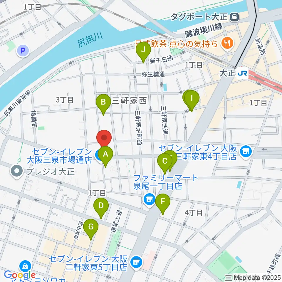 西部ピアノ音楽教室周辺のカフェ一覧地図