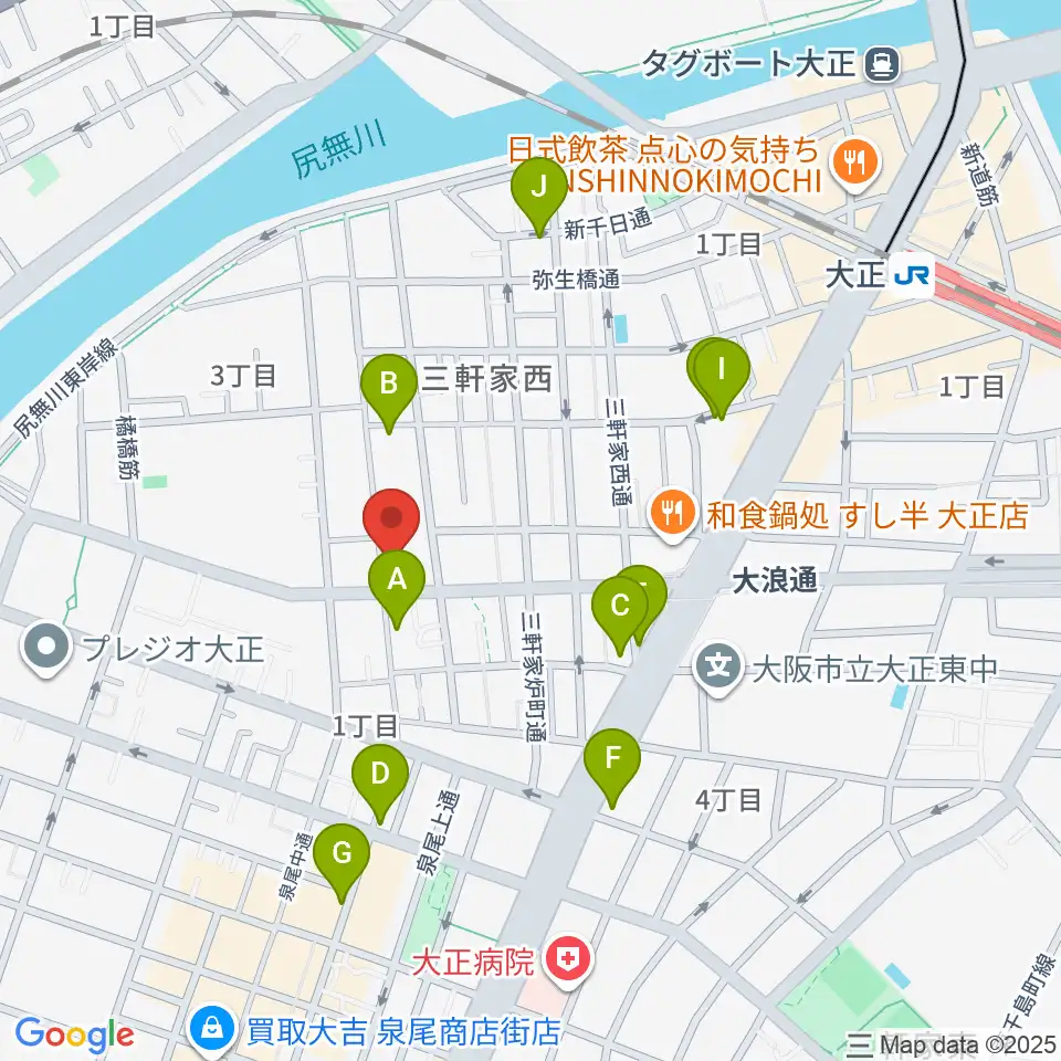 西部ピアノ音楽教室周辺のカフェ一覧地図