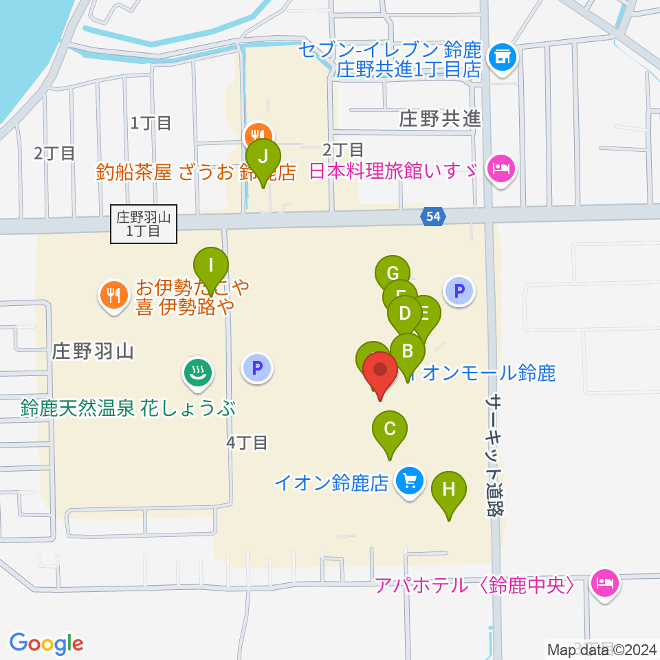 島村楽器 イオンモール鈴鹿店周辺のカフェ一覧地図