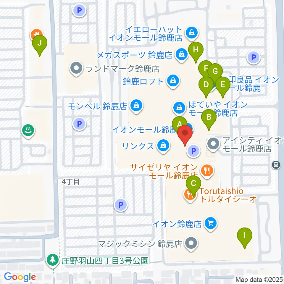 島村楽器 イオンモール鈴鹿店周辺のカフェ一覧地図