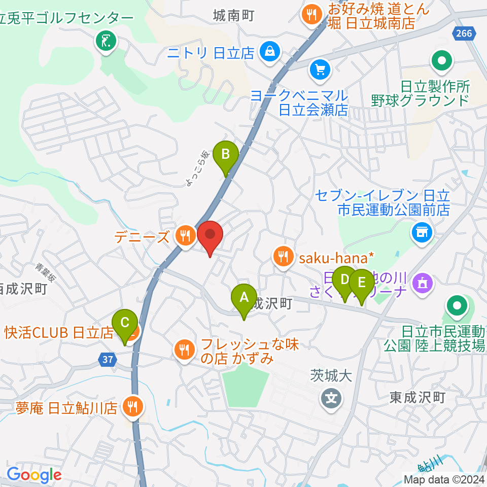 成沢プレーゴセンター ヤマハ音楽教室周辺のカフェ一覧地図