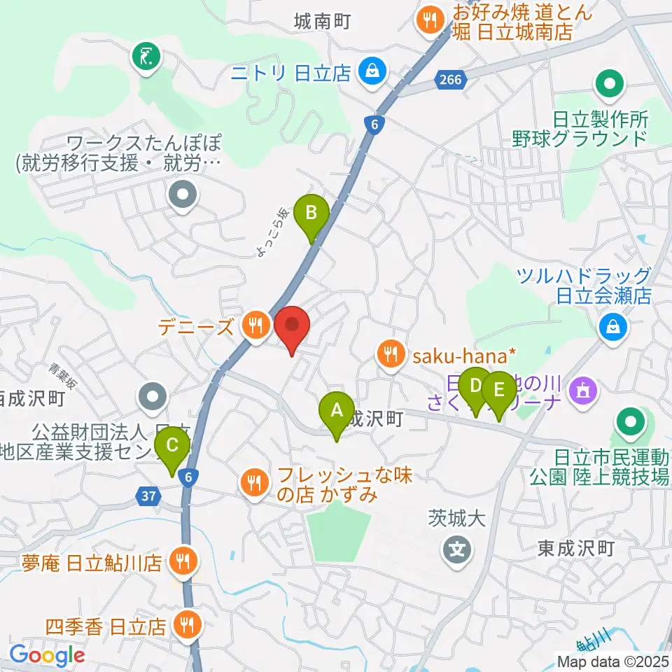 成沢プレーゴセンター ヤマハ音楽教室周辺のカフェ一覧地図