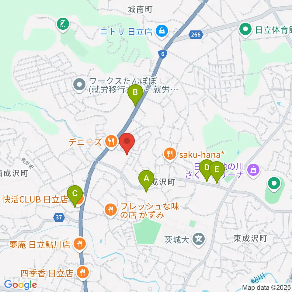 成沢プレーゴセンター ヤマハ音楽教室周辺のカフェ一覧地図