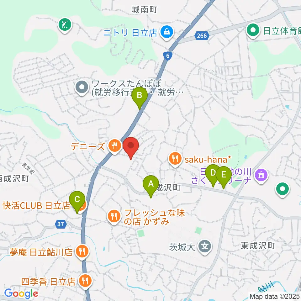 成沢プレーゴセンター ヤマハ音楽教室周辺のカフェ一覧地図
