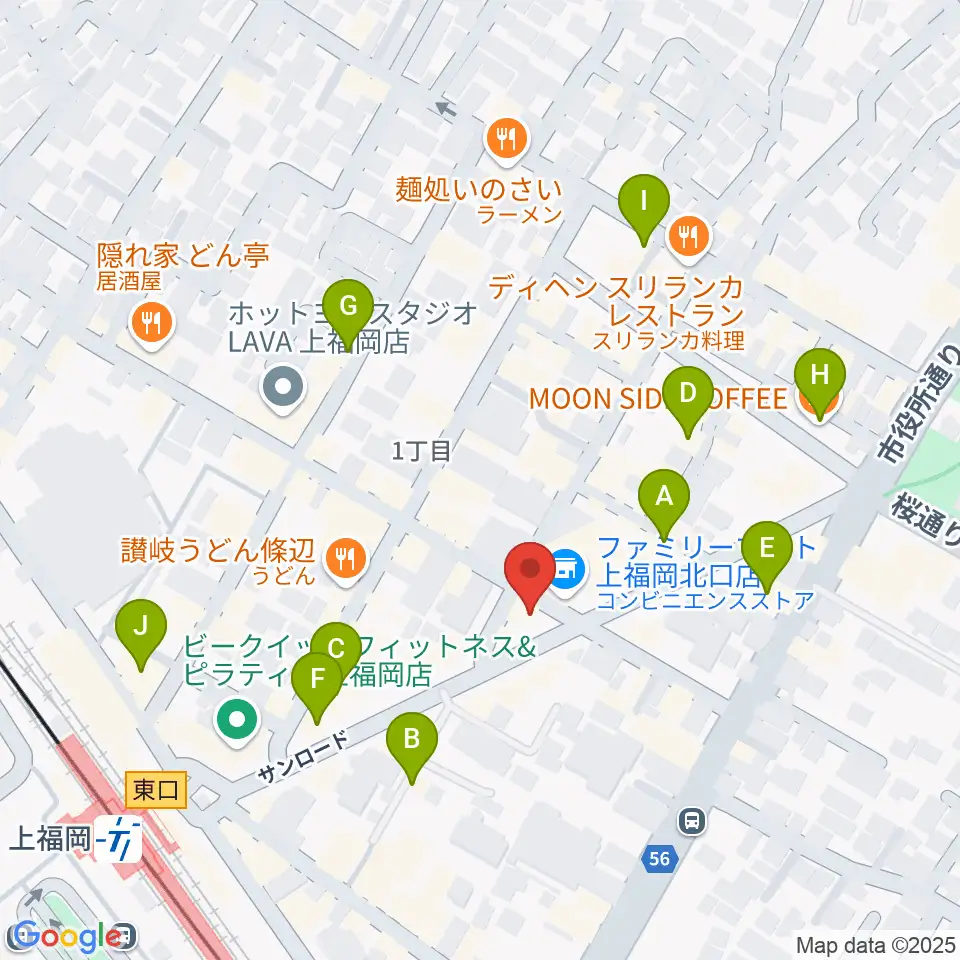 スカイワードミュージックスクール周辺のカフェ一覧地図