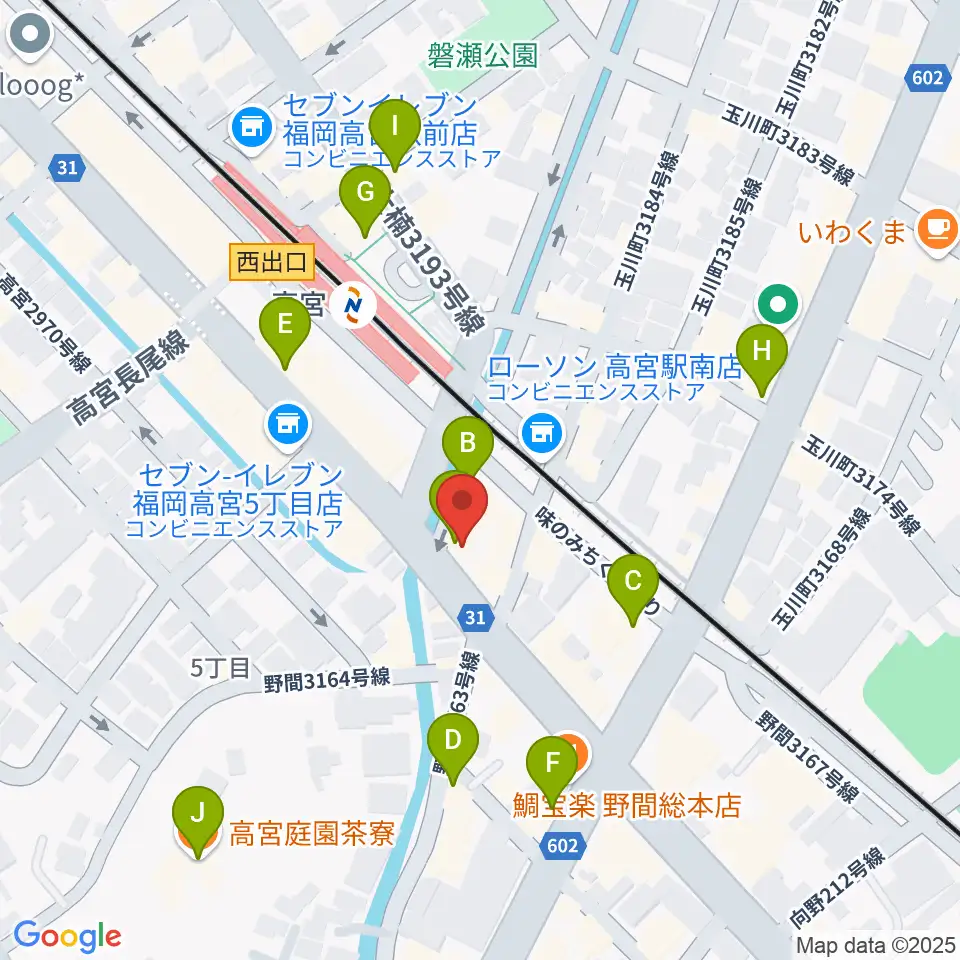 音楽教室lalamusica(ララムジカ)周辺のカフェ一覧地図