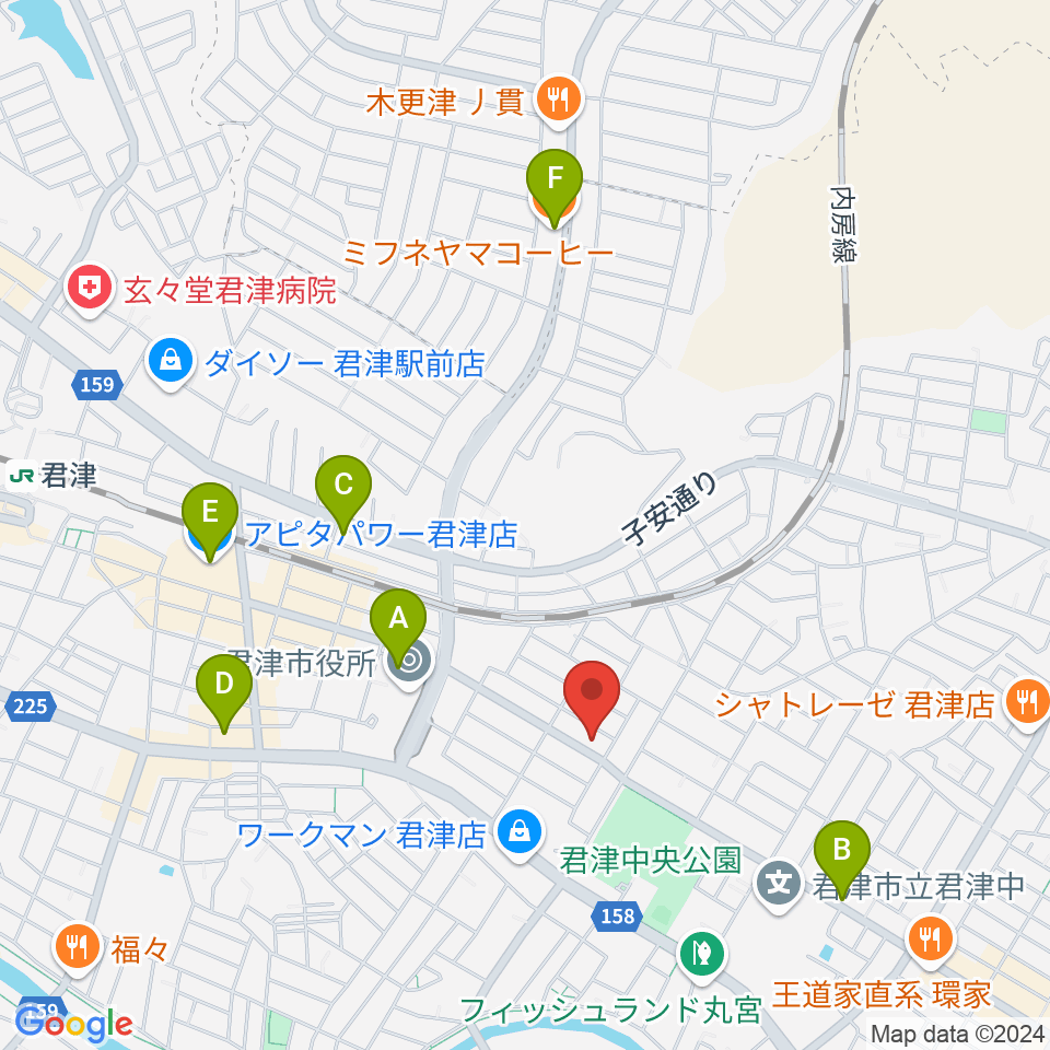 音楽教室ピアチェーレ周辺のカフェ一覧地図