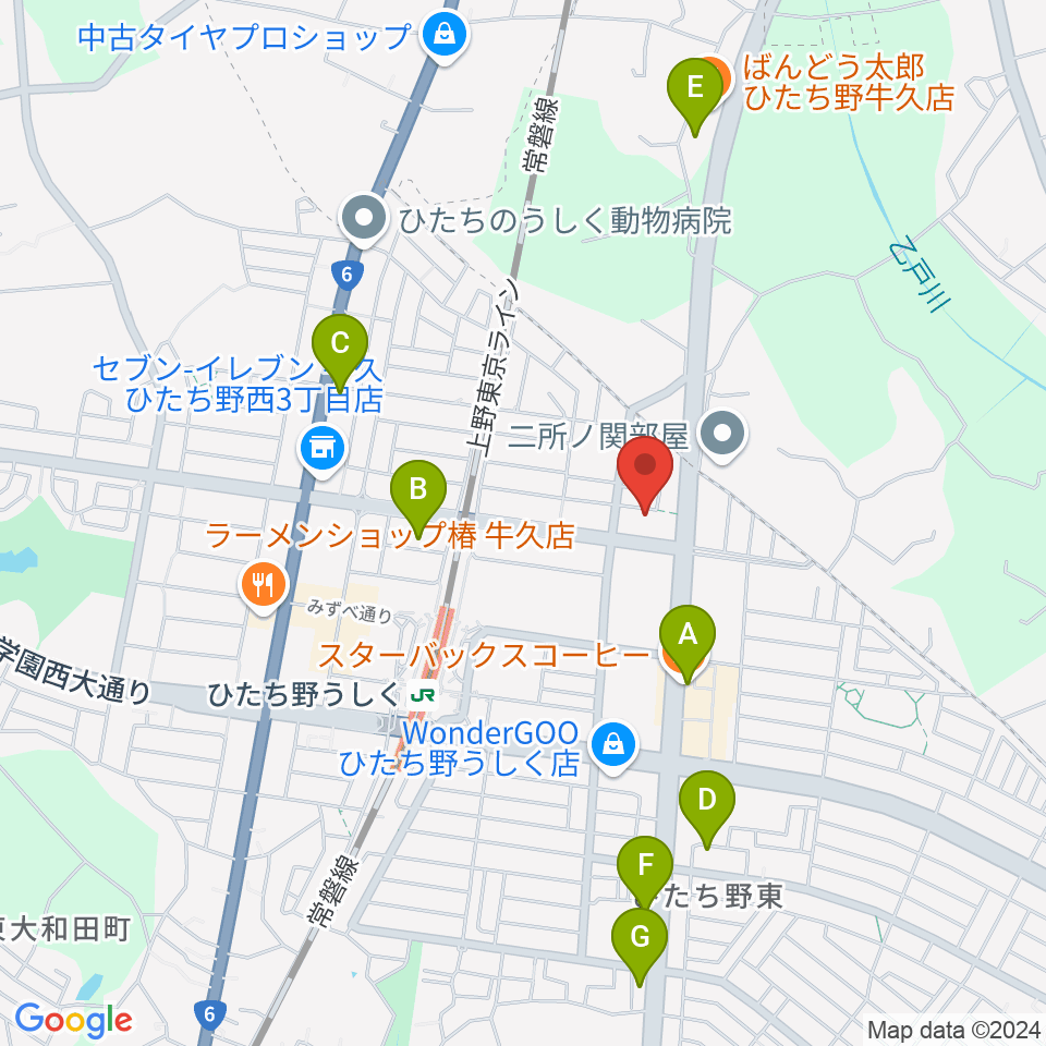 ひたち野うしく総合センター ヤマハミュージック周辺のカフェ一覧地図