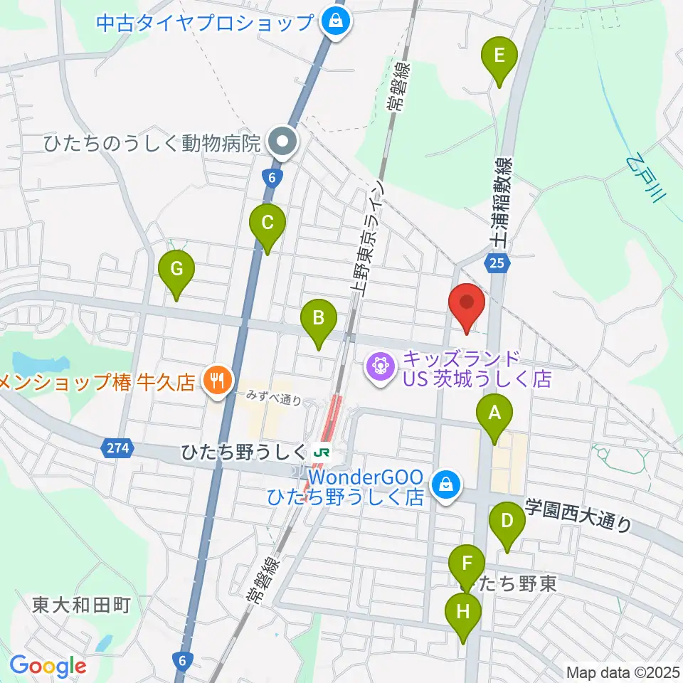 ひたち野うしく総合センター ヤマハミュージック周辺のカフェ一覧地図