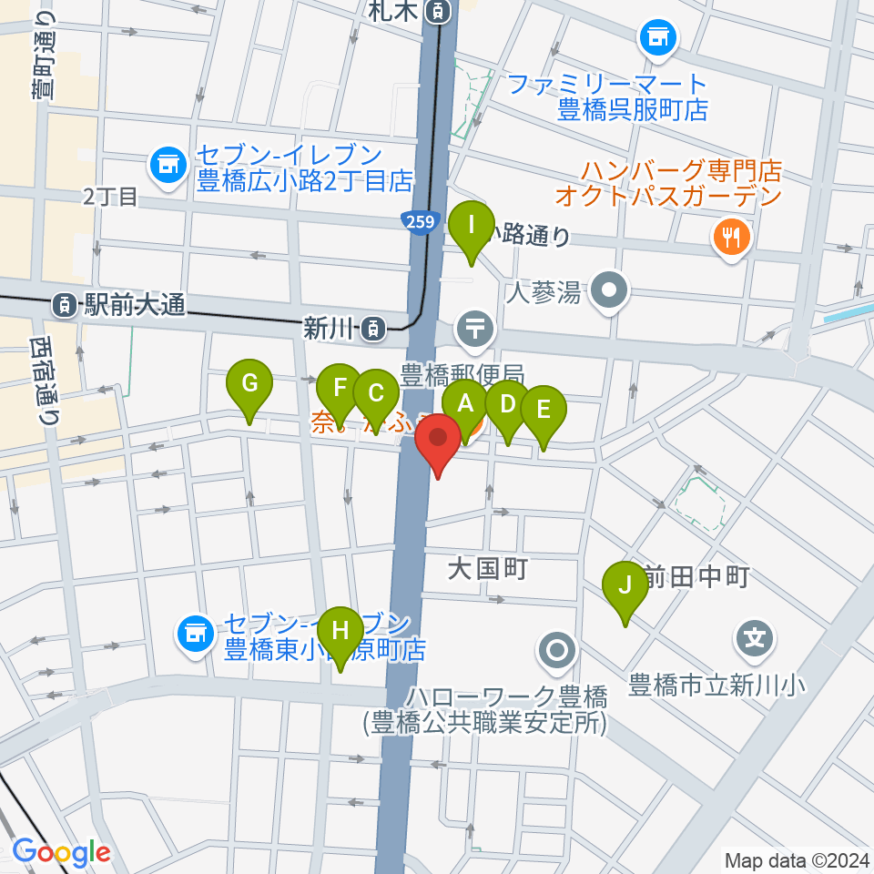 オリエント楽器 豊橋店周辺のカフェ一覧地図