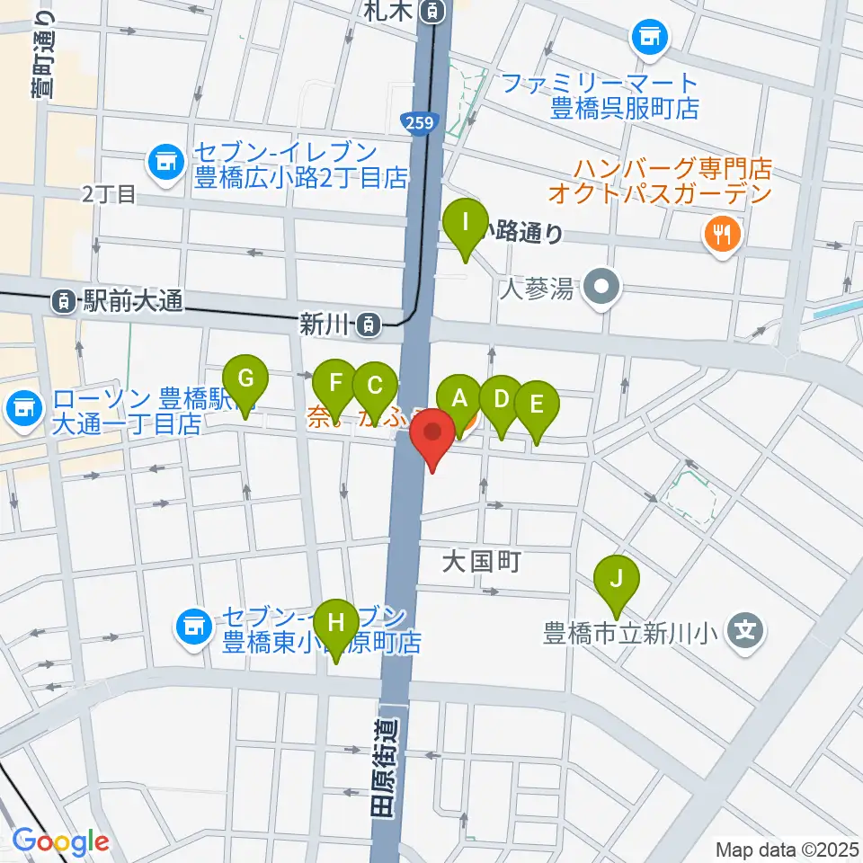 オリエント楽器 豊橋店周辺のカフェ一覧地図