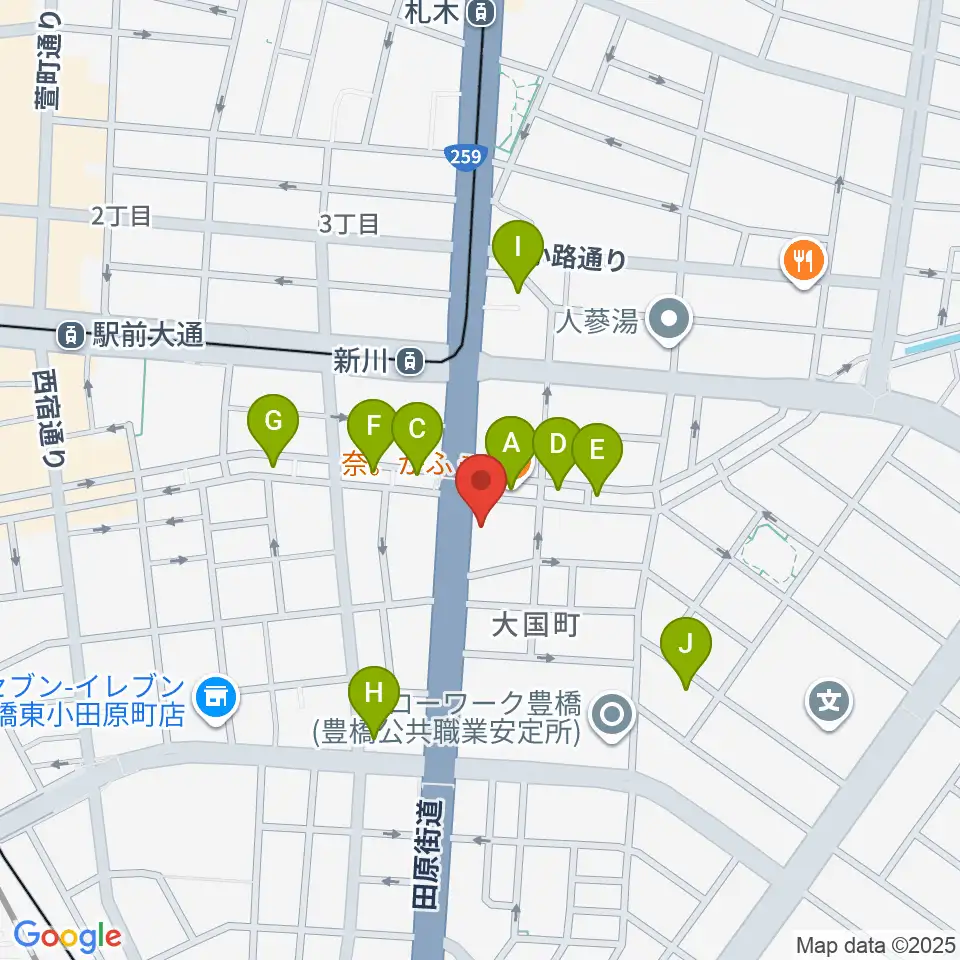 オリエント楽器 豊橋店周辺のカフェ一覧地図