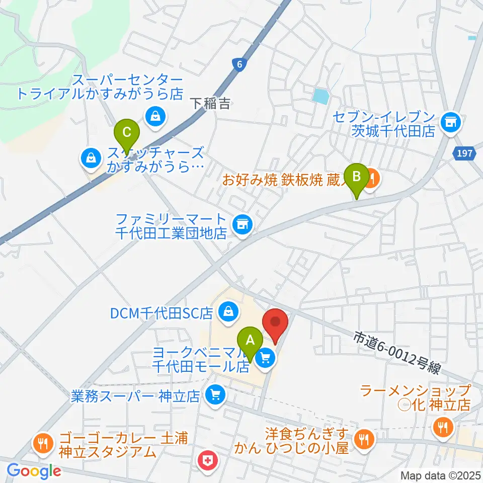 かすみがうらセンター ヤマハミュージック周辺のカフェ一覧地図