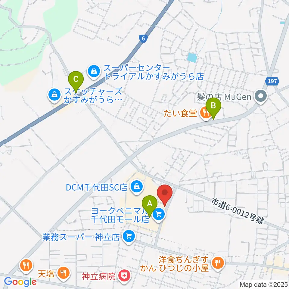 かすみがうらセンター ヤマハミュージック周辺のカフェ一覧地図
