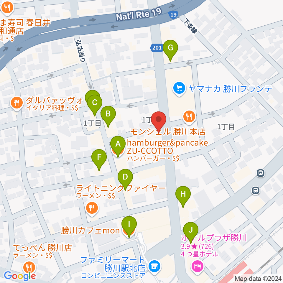 JUNSEI GUITARS周辺のカフェ一覧地図