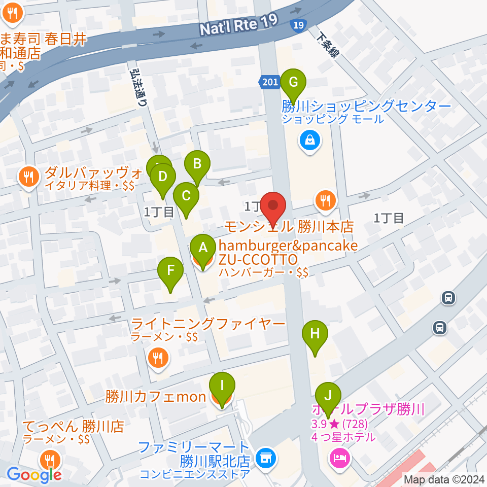 JUNSEI GUITARS周辺のカフェ一覧地図