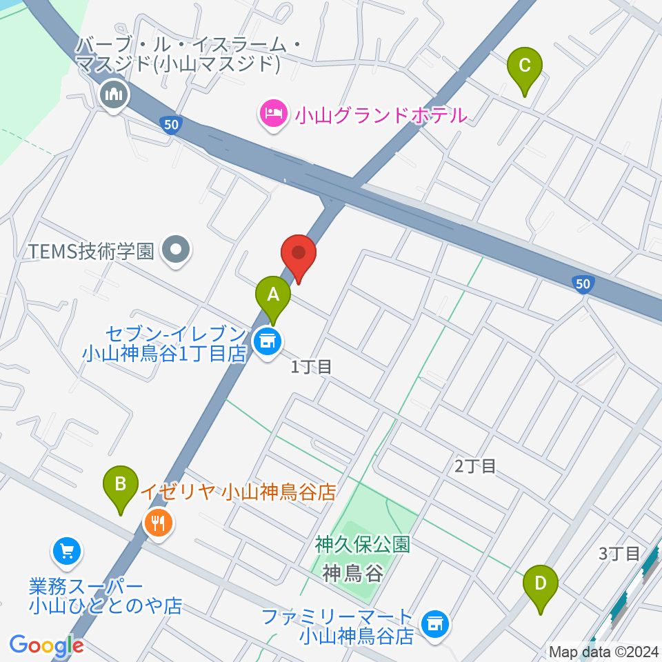 小山センター ヤマハミュージック周辺のカフェ一覧地図