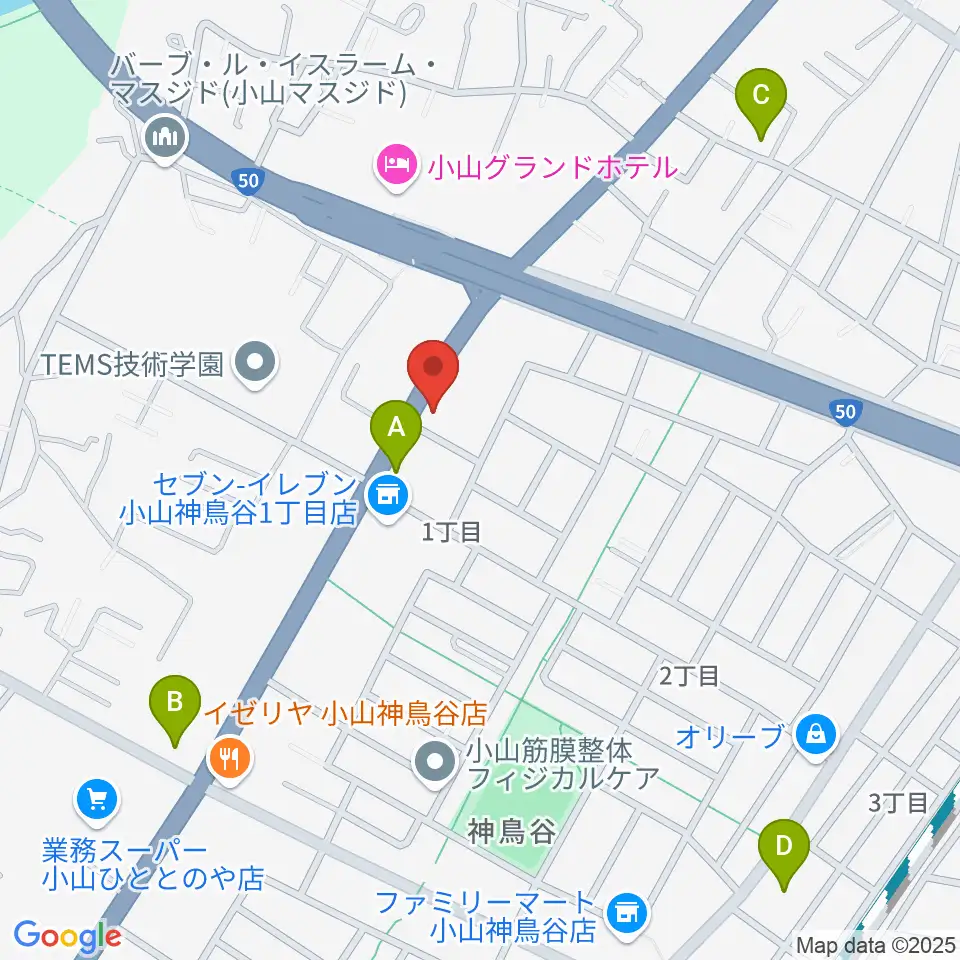 小山センター ヤマハミュージック周辺のカフェ一覧地図