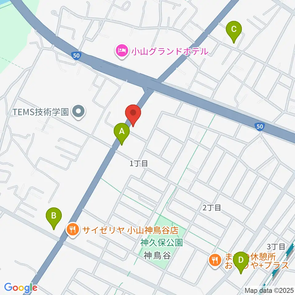 小山センター ヤマハミュージック周辺のカフェ一覧地図