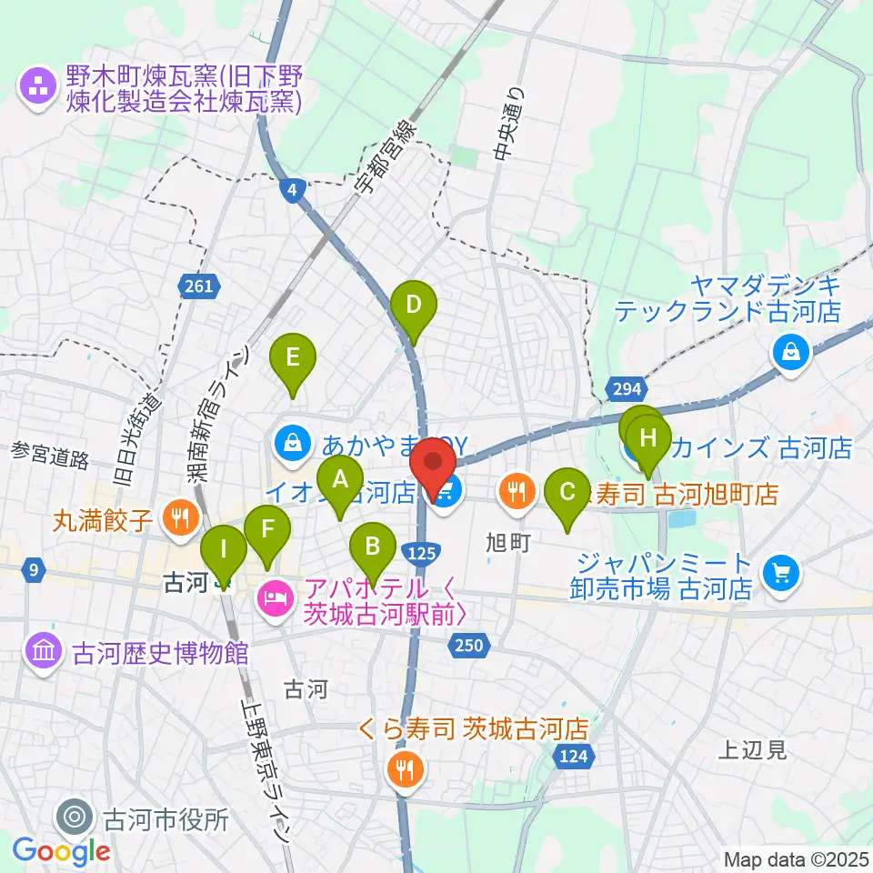イオン古河センター ヤマハミュージック周辺のカフェ一覧地図