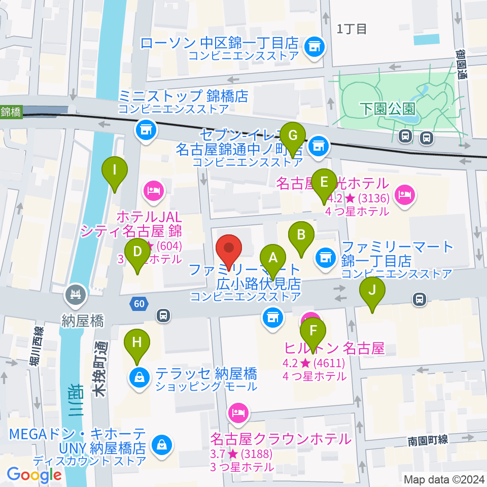 ヤマハミュージック 名古屋店周辺のカフェ一覧地図